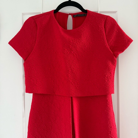Zara red jacquard mod a-line shift dress - size Small (S) - Picture 9 of 10